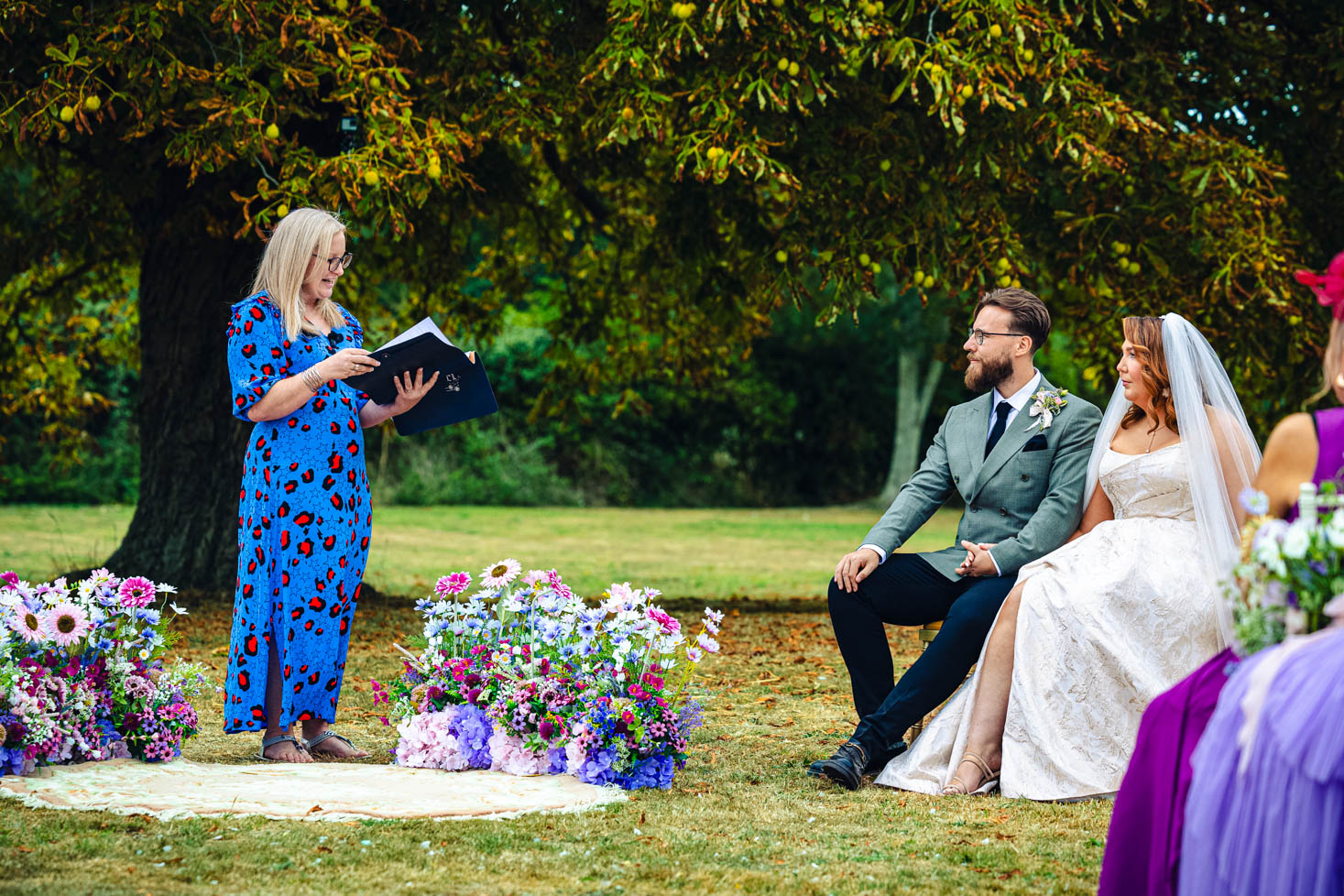 Deb Reed Celebrant Colchester Essex, performing the ceremony at Sophie and Harleys wedding.